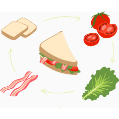 卡通矢量蔬菜三文治