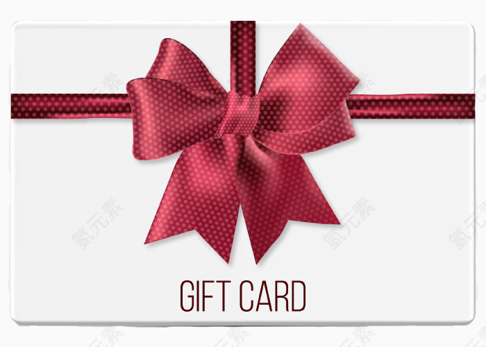 酒红波点丝带礼物卡