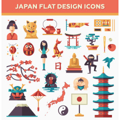 日本元素插画矢量