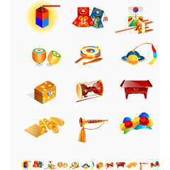 矢量手绘韩国风俗元素