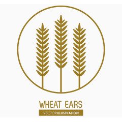 矢量圆形绿色麦穗图案