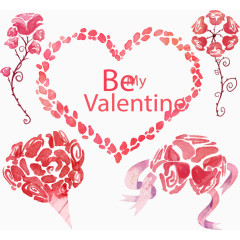 水彩手绘粉红色春花