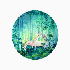 水彩森林小鹿