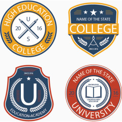 矢量手绘四个学习教育标签