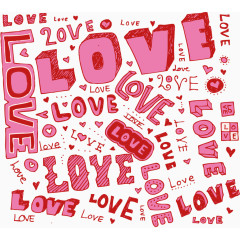 粉色love素材矢量