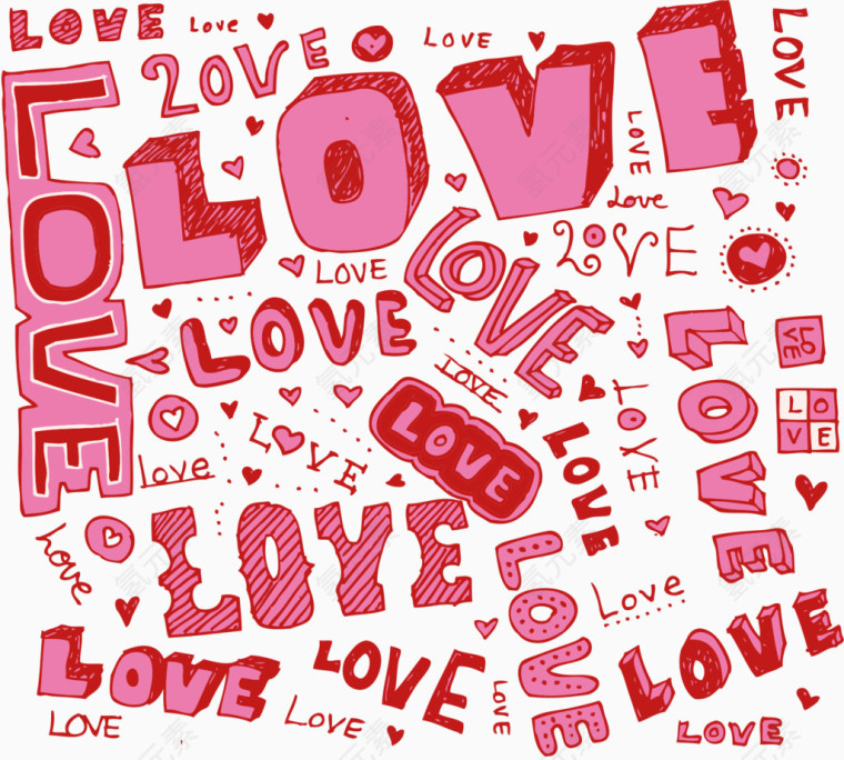粉色love素材矢量