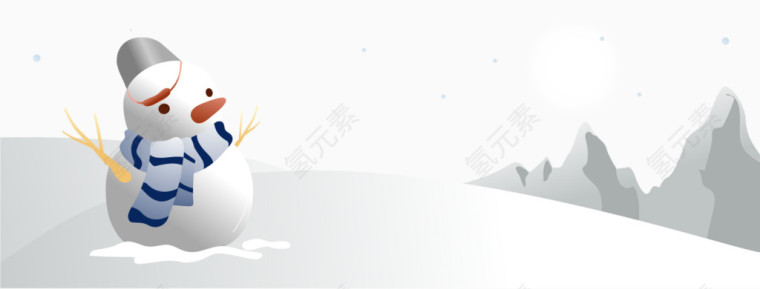 矢量雪人雪地