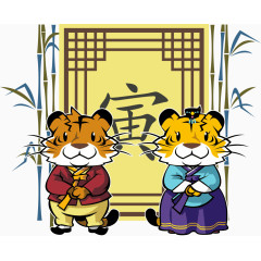 矢量竹子与老虎