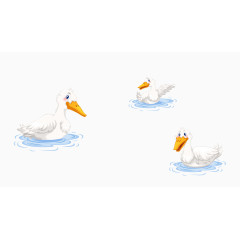 矢量质感白色游水鸭子素材