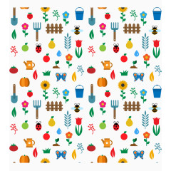 花园元素图标无缝背景矢量图