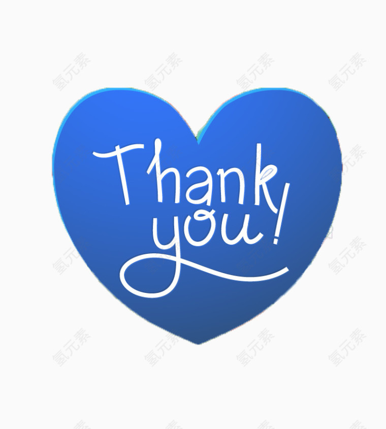 蓝色爱心感恩卡矢量素材