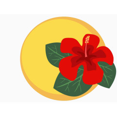 手绘木槿花卉边框