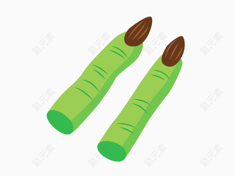 ；绿色手指食物卡通矢量素材