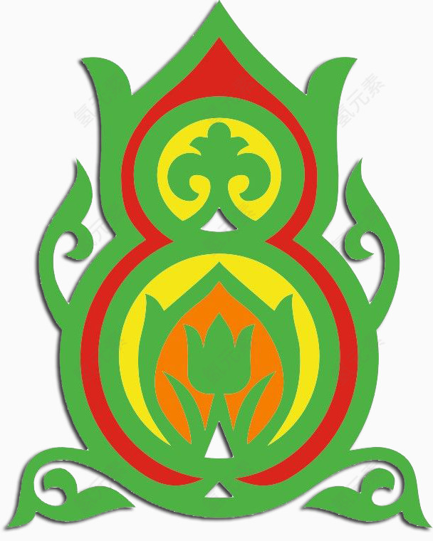 绿色花纹剪纸