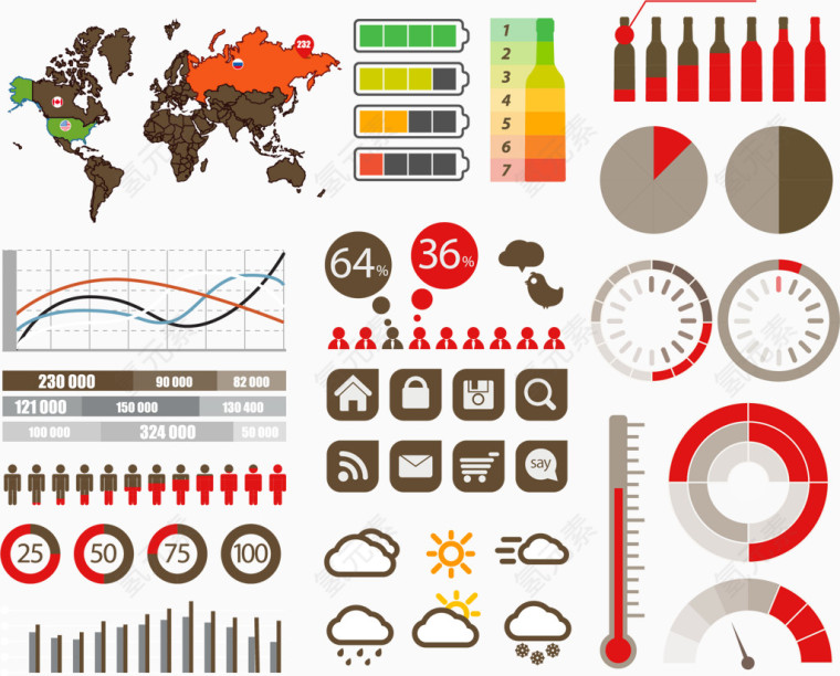 数据图形图表矢量素材
