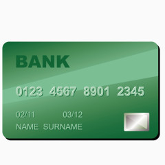 矢量绿色银行卡银联卡