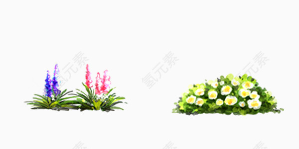 花朵草油画插画