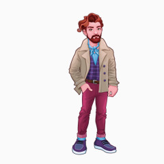 矢量卡通男装青年