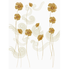 卡通手绘金色花朵曲线装饰