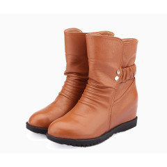 真皮中筒靴马丁靴