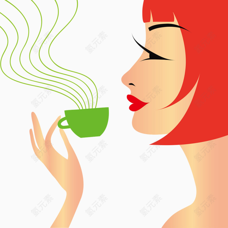 喝茶的女人
