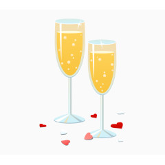 矢量卡通爱心酒杯