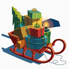 矢量图圣诞节雪橇礼物