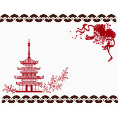 矢量中国风素材灯笼宝塔