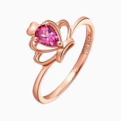 周大福红宝石金戒指