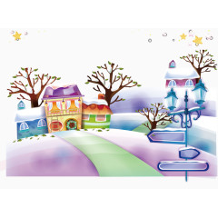 雪天雪景冬季旅游素材