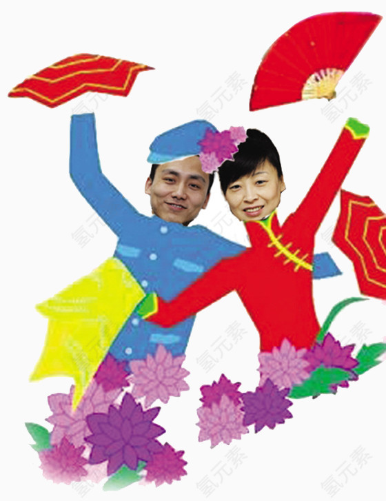 卡通漫画二人转演出图