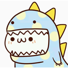 穿着蓝色恐龙装的卡通可爱面团