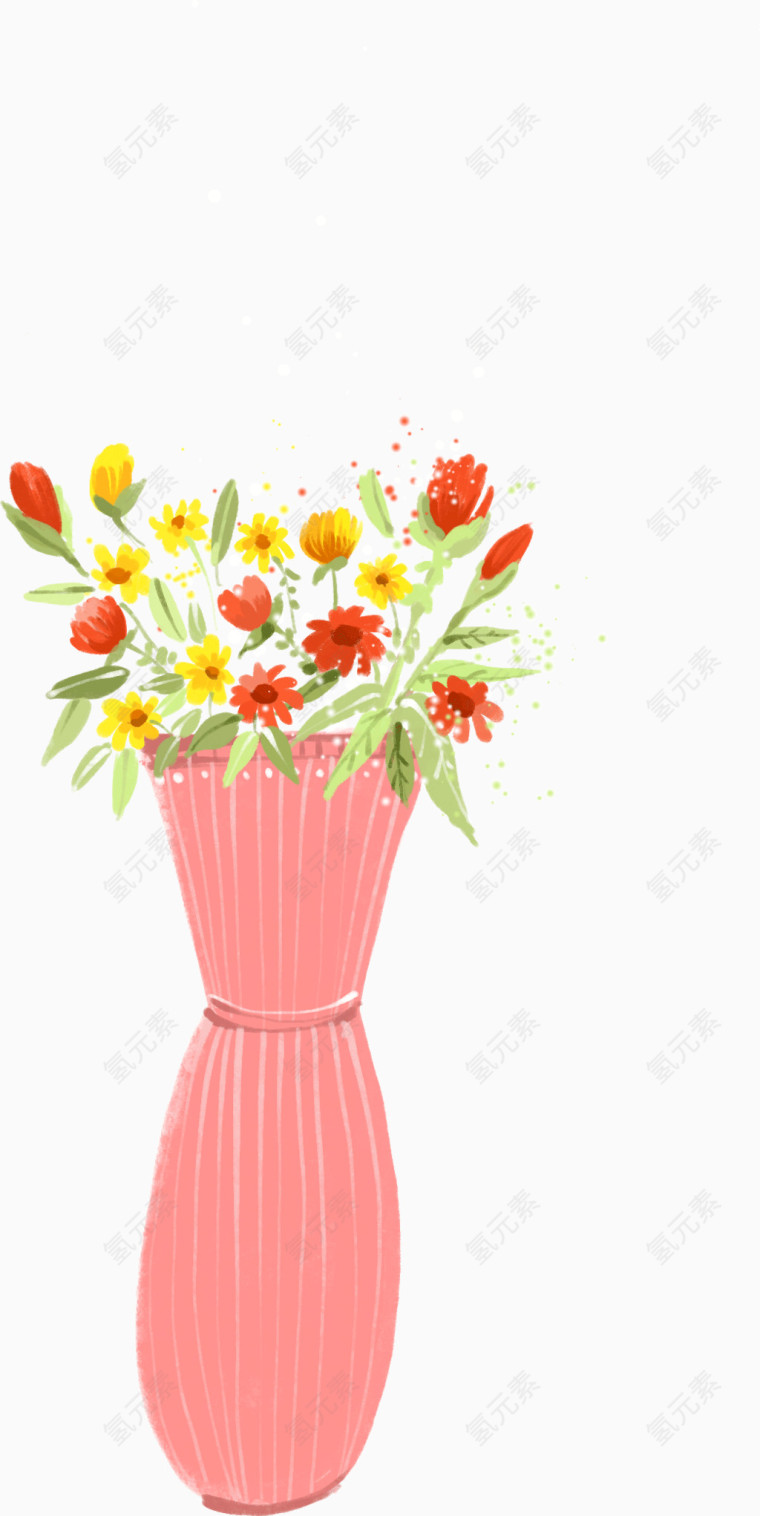 漂亮彩绘花盆鲜花