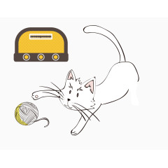 玩毛线团的小猫矢量素材