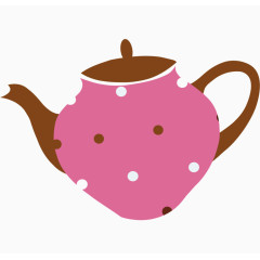 矢量手绘粉色茶壶素材