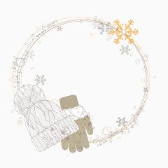 淡色边框 淡黄色 花纹 渐变  帽子手套 手绘