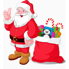 红色圣诞老人和一袋子礼物
