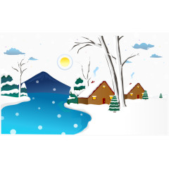 矢量冬日雪景