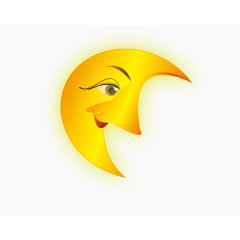 卡通拟人化的月亮素材