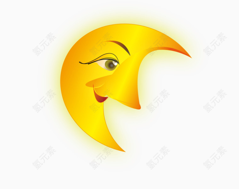 卡通拟人化的月亮素材