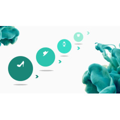 蓝绿色创意烟雾ppt模板