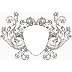 矢量手绘盾牌装饰花纹