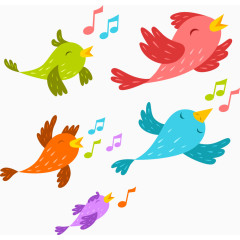 矢量彩色卡通可爱小鸟