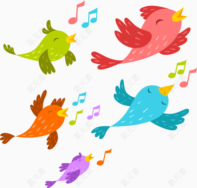 矢量彩色卡通可爱小鸟