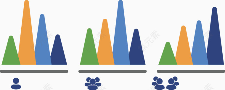 矢量创意设计数据峰状统计图