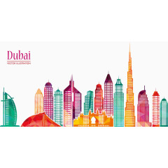 矢量迪拜城市插画