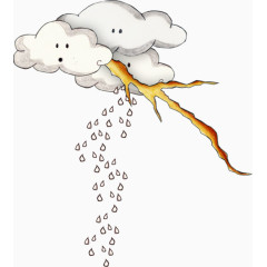 手绘乌云闪电