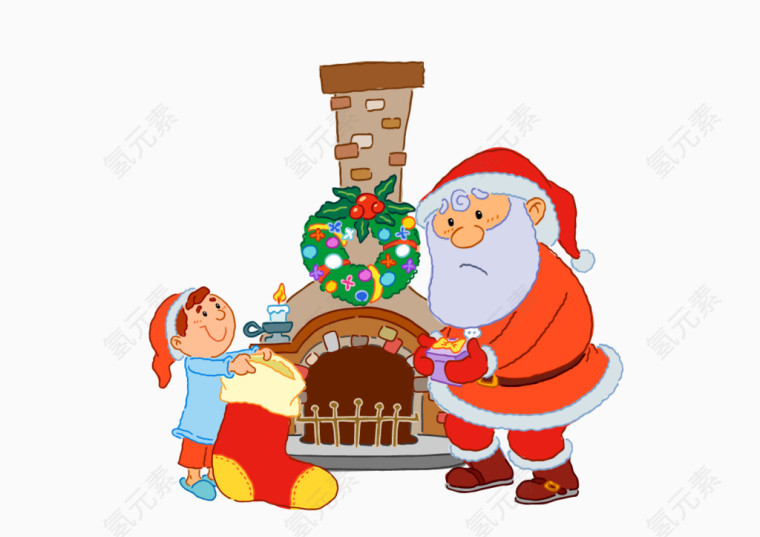 送礼物的圣诞老人矢量元素