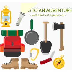 矢量手绘平底锅斧子鞋子小刀