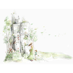 城堡前面的女孩